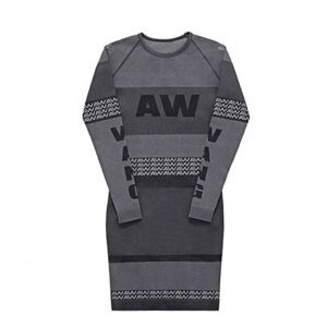 Alexander Wang Grey & Charcoal Logo Knit Long Sleeve Dress